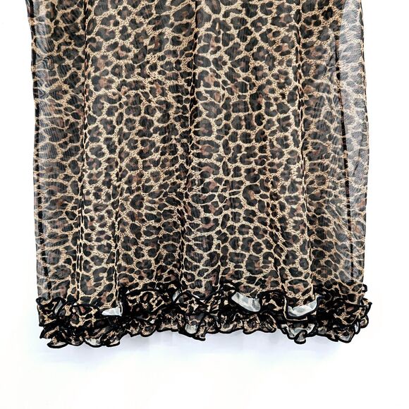 Collection Lingerie XL Leopard Mesh Babydoll Chemise Red Ribbon Bows - Picture 5 of 8